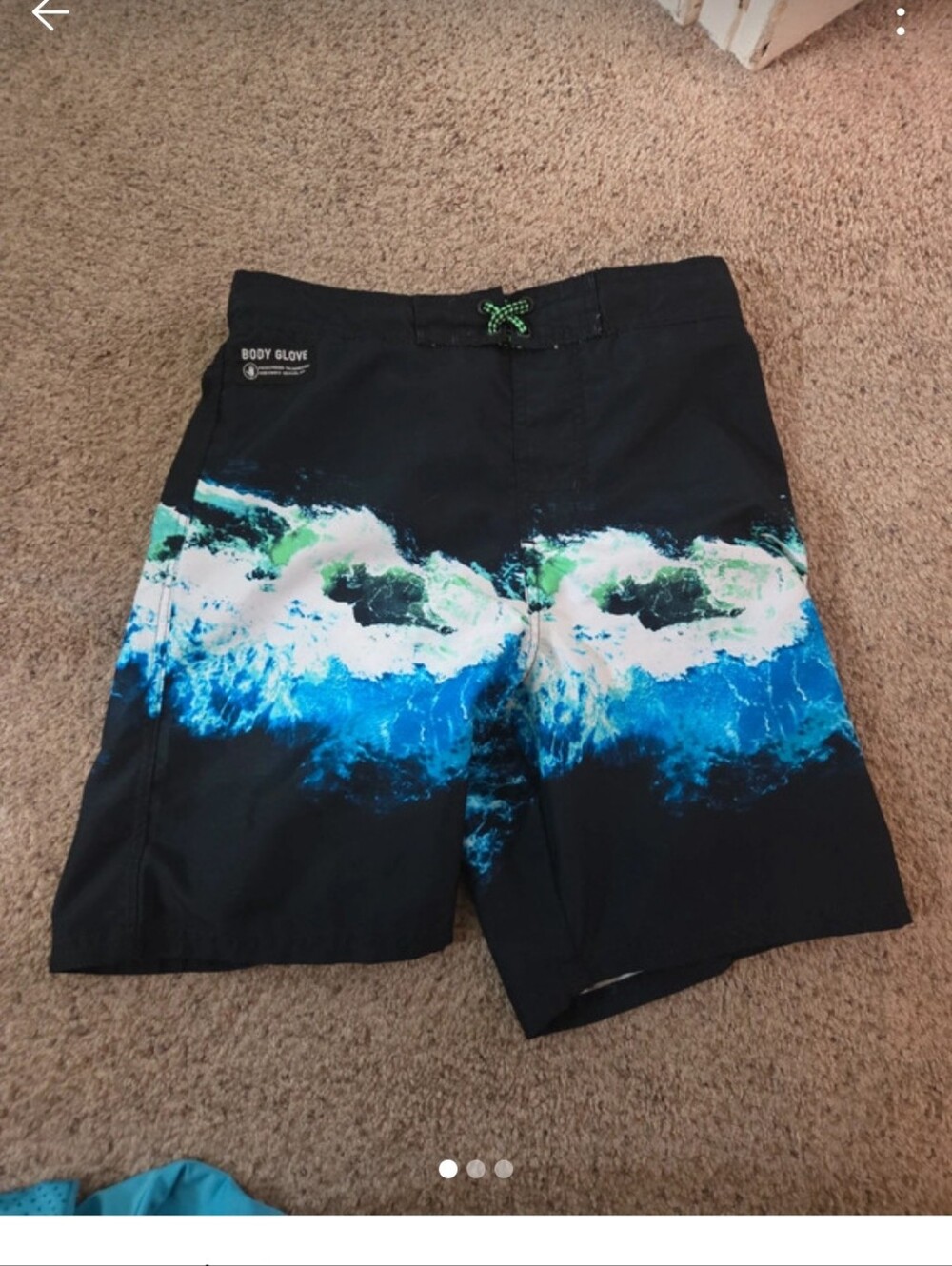 Body Glove Men's Black Swim Shorts with Blue Wave Print